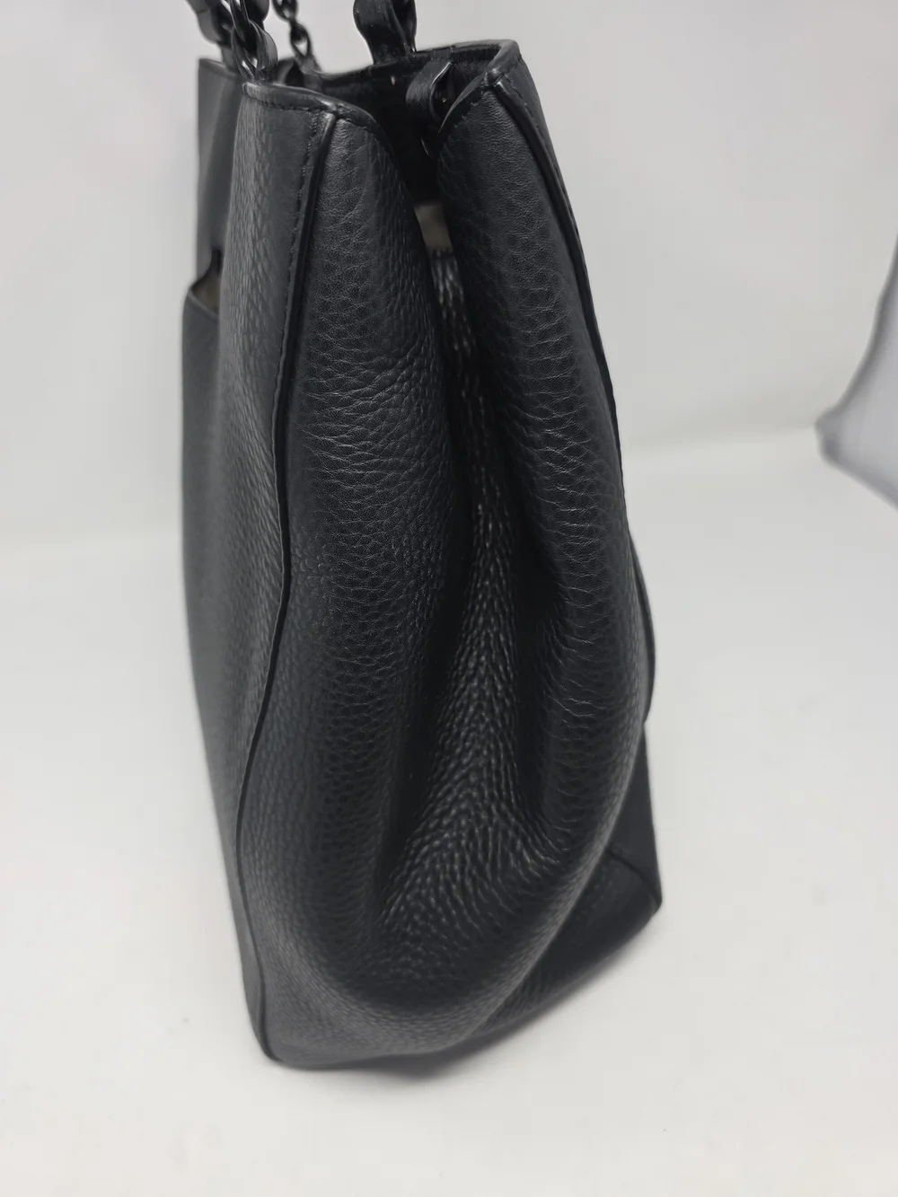 Dagne Dover Black Pebbled Leather Allyn Work Tote Laptop Bag With Shoe Bag